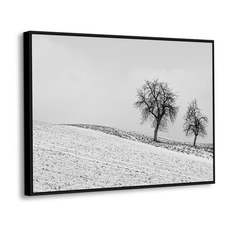 Winter Trees On Snowy Hill Canvas Wall Art