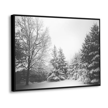 Winter Wonderland - Black And White Snowy Forest Canvas Wall Art