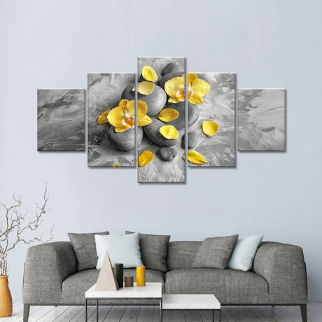 Yellow Orchid Flower Canvas Wall Art