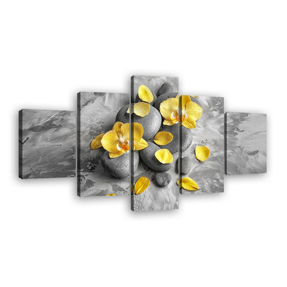 Yellow Orchid Flower Canvas Wall Art