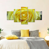 Yellow Rose with Water Drops Canvas Wall Art