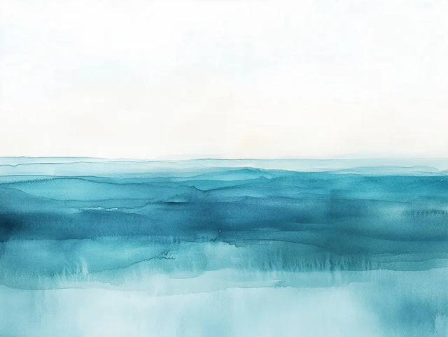 Serene Horizon – Ocean Watercolor Canvas Wall Art