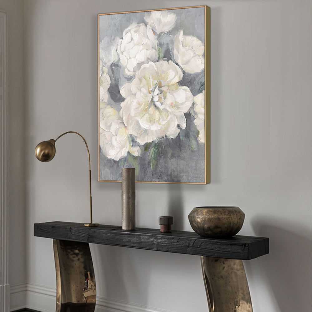 Elegant Ivory Blooms Canvas Wall Art